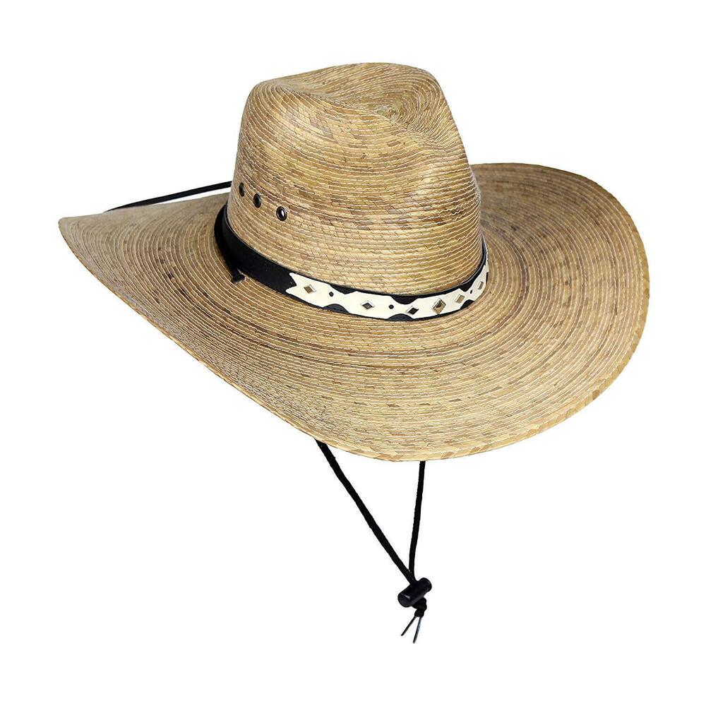 5111 Large Mexican Palm Leaf Cowboy Hat with Chin Strap, Sombreros de